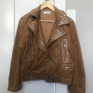 Faux suede studded moto jacket